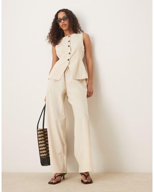 ASOS Button Down Vest Jumpsuit - Natural