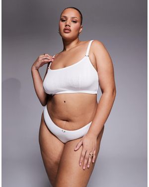 ASOS Asos design curve - evie - culotte brésilienne en maille pointelle à bouton - Gris