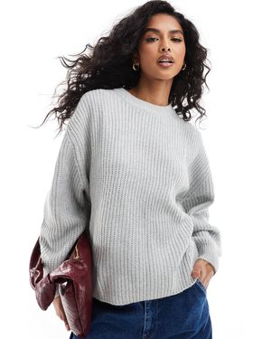 ASOS – gerippter grobstrick-pullover - Grau