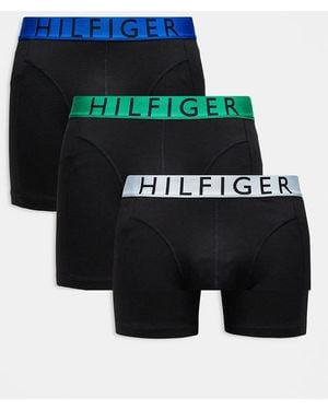 Tommy Hilfiger Pack De 3 Calzoncillos Bóxer Negros Con Cinturillas De Color Azul Y Verde De Algodón De