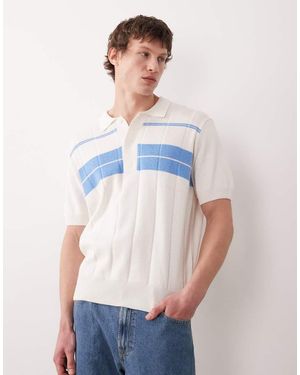 Farah Archive Lambka Short Sleeve Knitted Polo Shirt - Blue