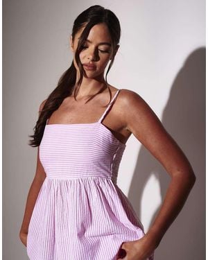 South Beach Striped Tie Shoulder Peplum Top - Purple