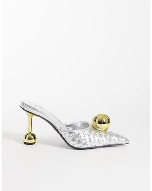JW PEI Sofia Woven Gold-tone Sphere Heel Mules - Natural