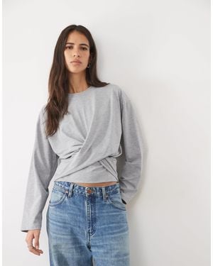 ASOS Langärmliges t-shirt mit wickeloptik - Blau