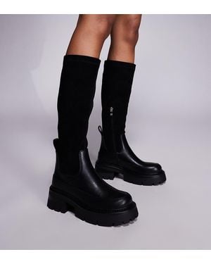 SIMMI Simmi London Chorley Wide Fit Knee Boots With Chunky Sole - Black