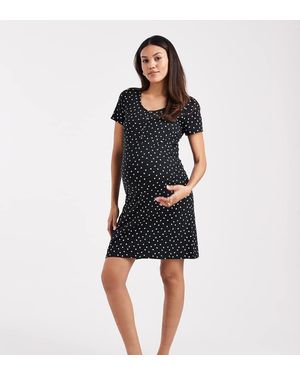 Mama.licious Camisón Negro Con Estampado De Corazones Rosas Y Diseño Para Lactancia De Mamalicious Maternity