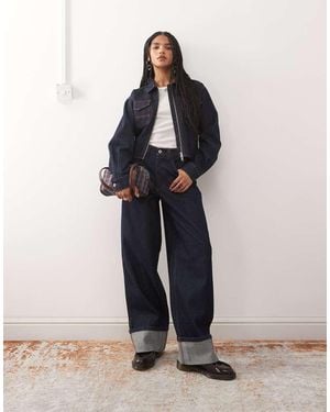 Collusion X002 baggy Jeans With Cinch Back And Turn Up Hem - Blue