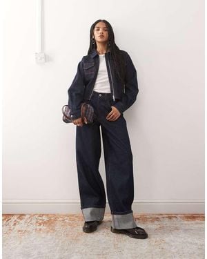 Collusion X002 baggy Jeans With Cinch Back And Turn Up Hem - Blue