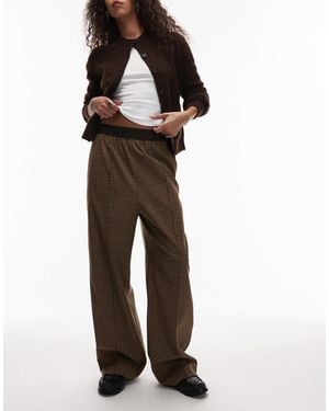 ARKET Wool Blend Stretch Straight Leg Pants With Elasticized Waist - Brown