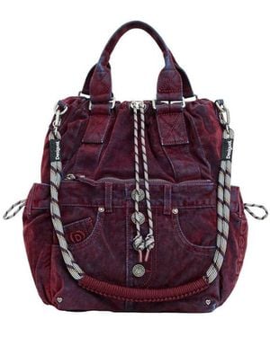Desigual Medium Multi-Position Denim Velvet Backpack - Purple