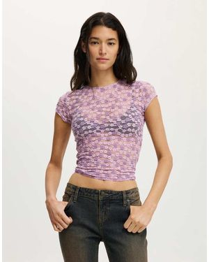 Cotton On Ashley Mesh Short Sleeve Top - Red
