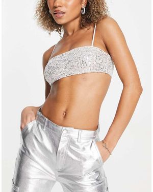 Weekday Spark Sequin Bandeau Bralette - White
