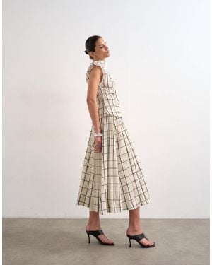 TOPSHOP Drop Waist Saloon Maxi Skirt - Natural