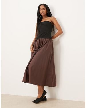 ASOS Bandeau Hybrid Midi Dress - Brown