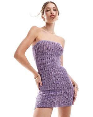 Pull&Bear Knitted Bandeau Mini Dress - Purple