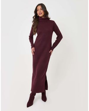 Threadbare Turtle Neck Maxi Jumper Dress - Purple
