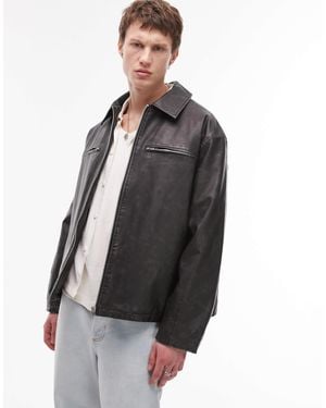 TOPMAN – jacke aus kunstleder - Grau