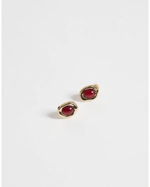 ASOS Molten Studs With Stone Set - White