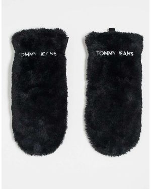 Tommy Hilfiger Fur Mittens - Black