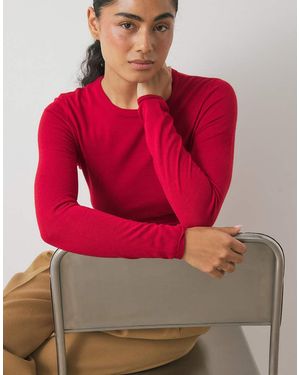 NA-KD Knitted Merino Wool Round Neck Top - Red