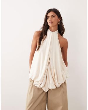 ARRANGE Blouson Low Back Halter Top - Natural
