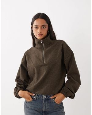 ASOS Mix & Match Brushed Half Zip Windbreaker Jacket - Brown