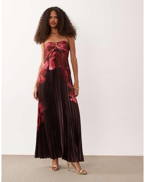 Abercrombie & Fitch Strapless Plisse Maxi Dress With Scarf Detail - Pink