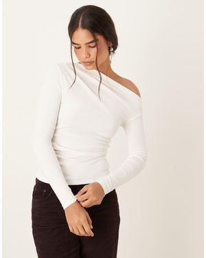 Mango Top A Maniche Lunghe Asimmetrico - Bianco