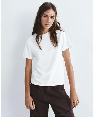 Pull&Bear – basic-t-shirt - Weiß