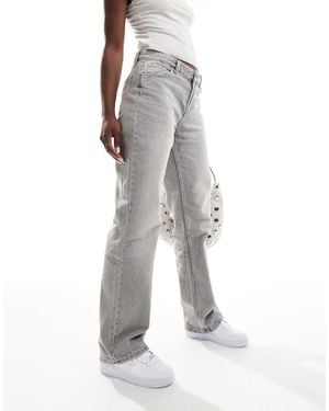 Bershka Jeans Dritti Grigi - Bianco