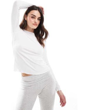 JJXX T-Shirt Met Lange Mouwen En Geschulpte Zoom - Wit