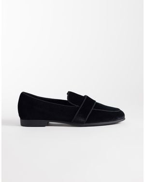 ASOS – schmal geschnittene loafer aus genarbtem samt - Schwarz