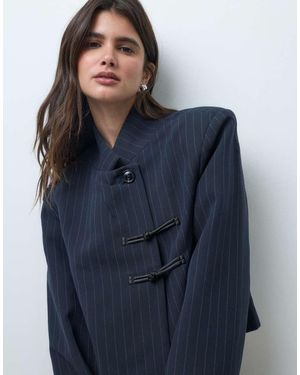 ASOS Getailleerde Boxy Cropped Blazer Met Mandarijnkraag - Blauw