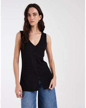 JJXX Longline Knitted Vest - Black