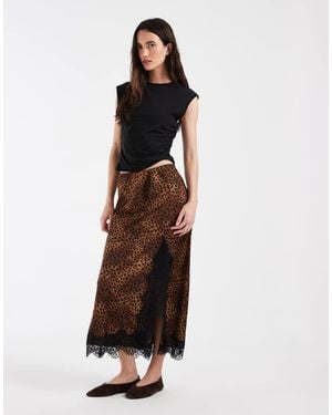 ONLY Lace Trim Split Maxi Skirt - White
