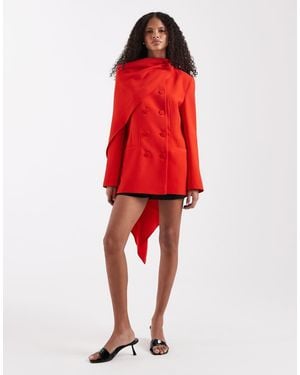 River Island Double Breasted Cape Detail Blazer - Red