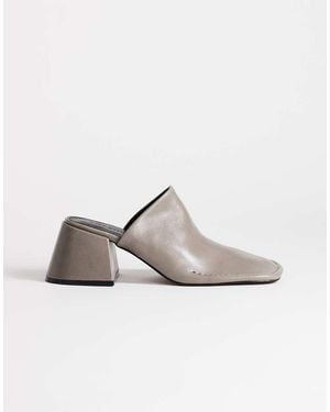 TOPSHOP Alberto Echt Leren Mule Met Brede Blokhak - Wit