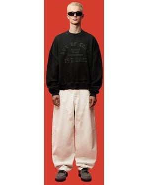 Bershka Jeans Baggy Fuori Core Ecru - Rosso