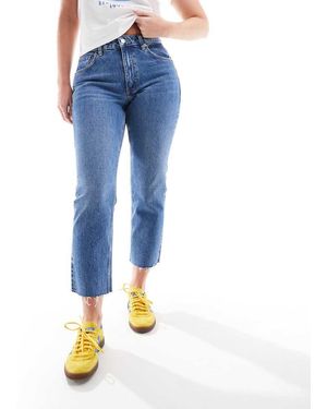 Topshop Hourglass Jeans Dritti Alla Caviglia Medio Con Orlo Grezzo E Vita Media - Blu