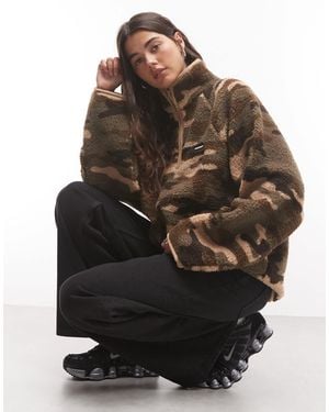 Collusion Fleece-tracktop mit military-muster - Grün