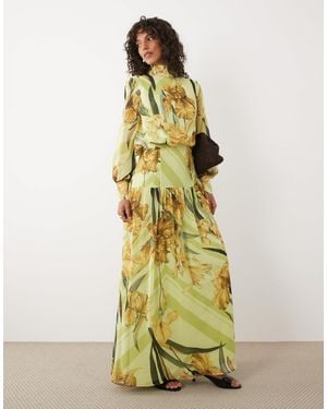 ASOS High Neck Deep Cuff Maxi Dress - Green