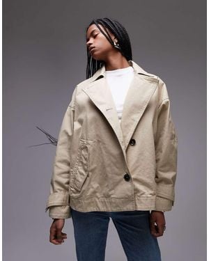 Mango Oversized Boxy Trench Coat - Natural