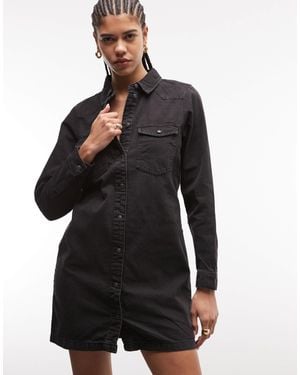 Noisy May Long Sleeve Denim Dress - Black