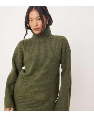 Vila Jersey Caqui Con Cuello Vuelto De Punto De (Parte De Un Conjunto)-Verde
