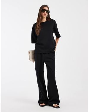 Vero Moda Tie Waist Wide Leg sweatpants Co-ord - Black