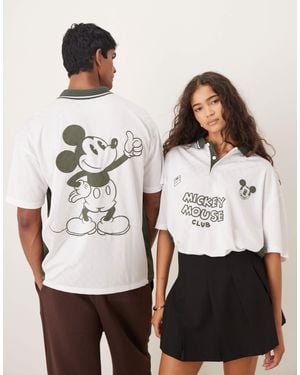 ASOS Disney Unisex Oversized Football Style T-shirt With Mickey Mouse Prints - White