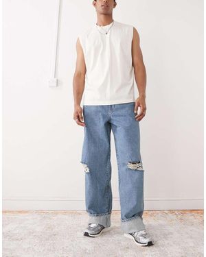 Collusion baggy Jeans With Turn Up Hem - Natural