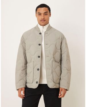 ARKET Quilted Jacket With Rib Collar - Natural