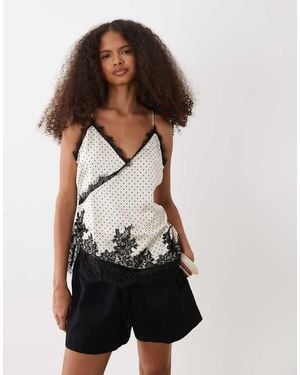 Vero Moda Lace Trim Asymmetric Detail Cami Top - White