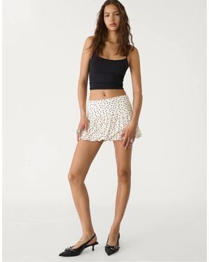 Stradivarius Polka Dot Balloon Skirt - Natural